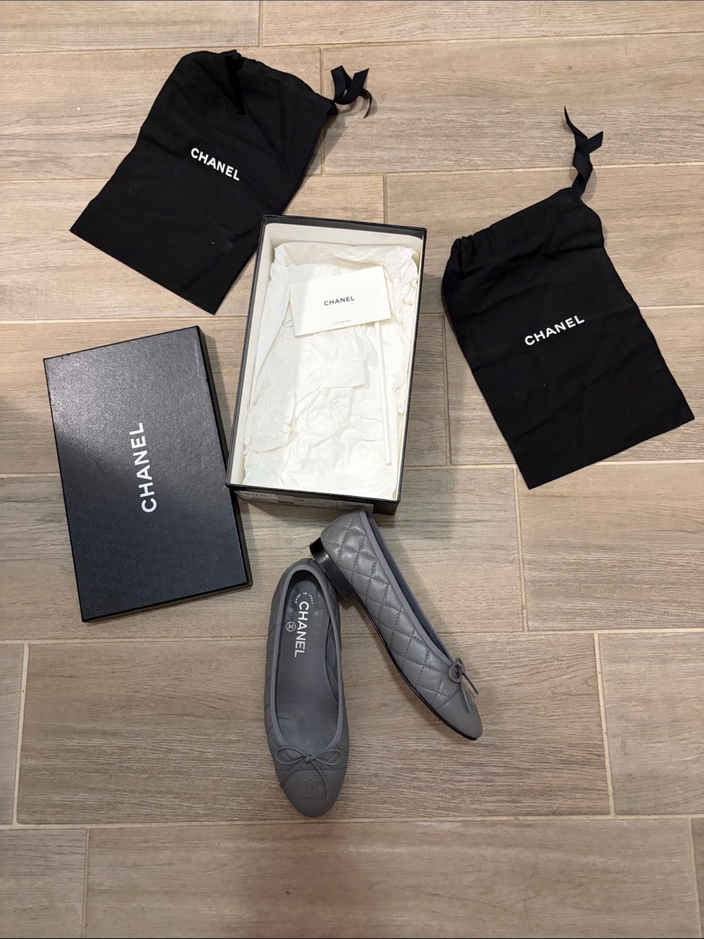 Chanel ballet flats Grey quilted